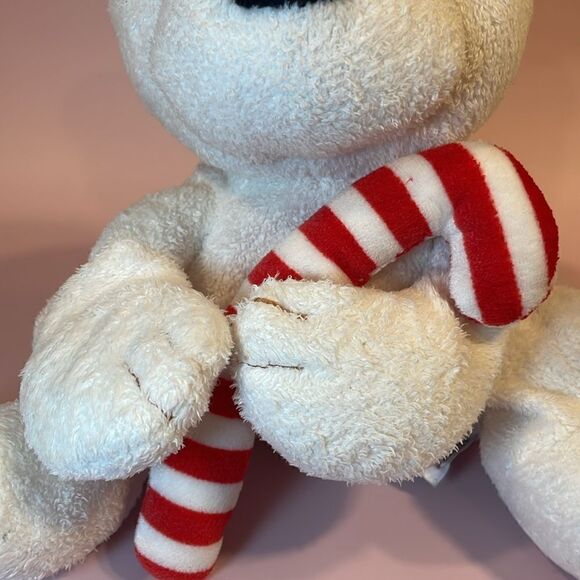 Original Ty Pluffies Candy Cane Polar Bear Christmas Plush Good Used Condition - Picture 6 of 8